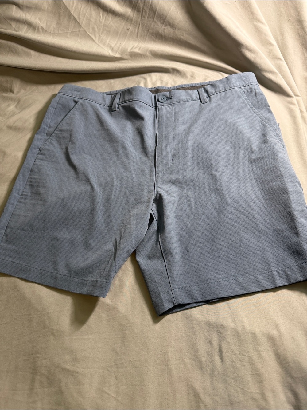 Men's Light Blue Flat-Front Shorts with Clean Silhouette